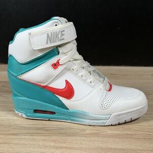 Nike Shoes Womens Size 7.5 White Green Air Revolution Sky Hi Sneakers 599410-101